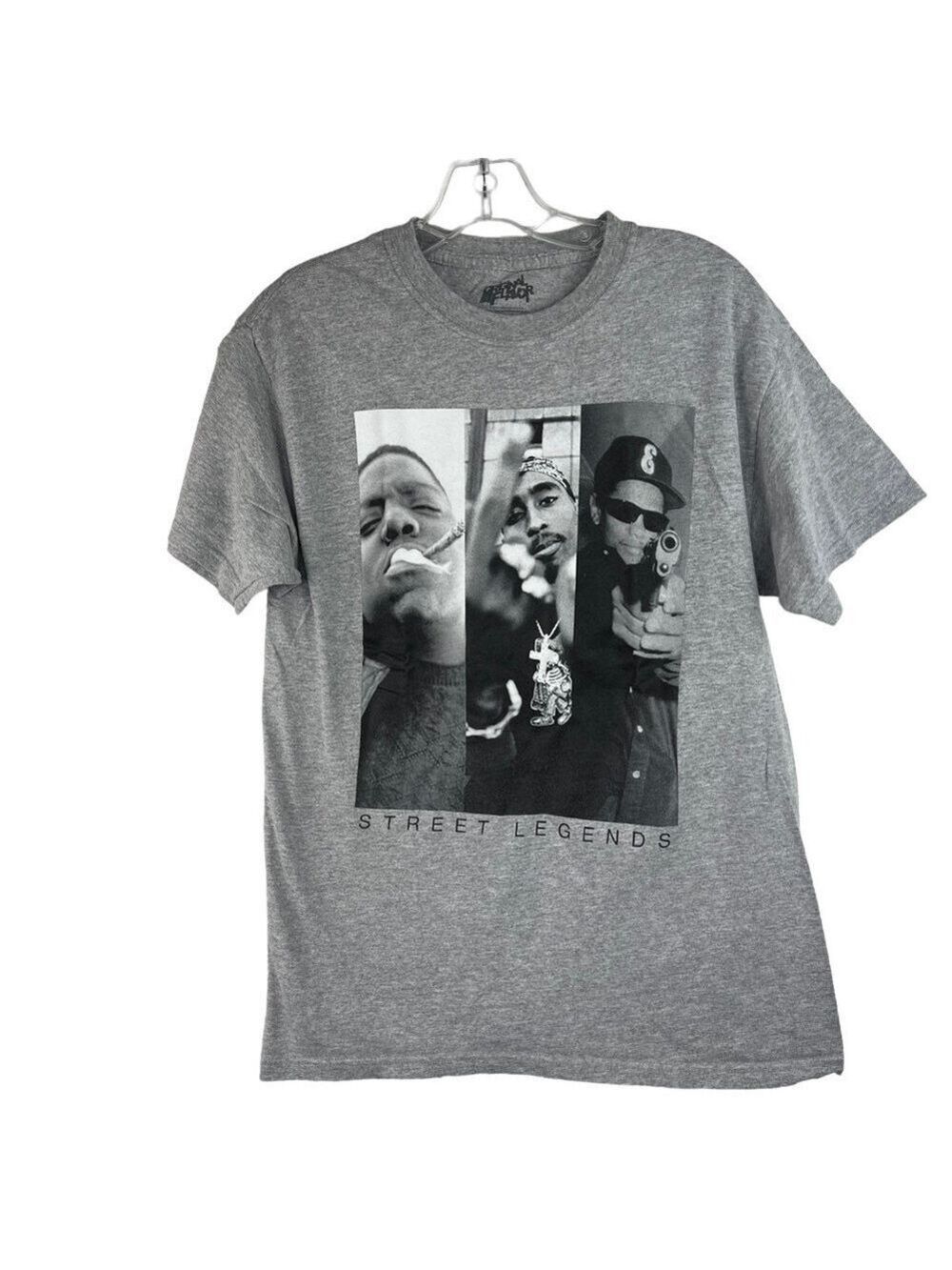 EUC-NOTORIOUS BIG TUPAC SHAKUR Eazy-E "Street Legends" 2PAC Short Sleeve T-Shirt